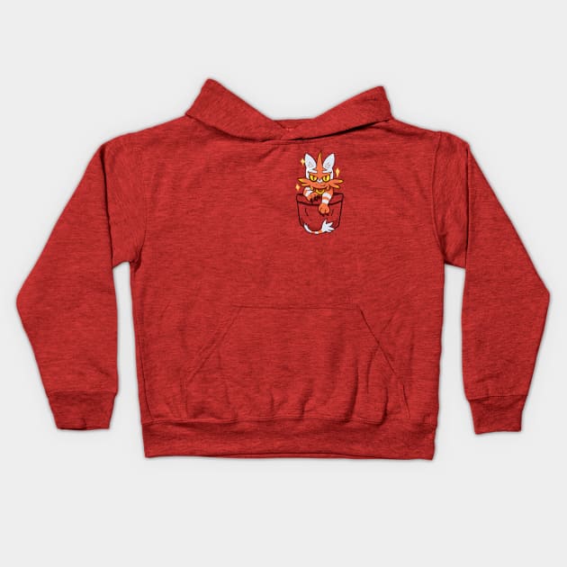 Pocket Shiny Flame Cat Kids Hoodie by TechraPockets